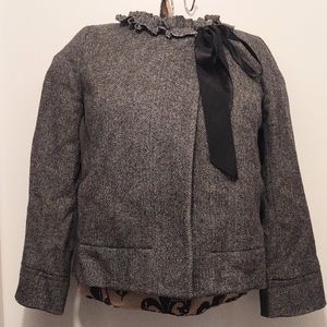 J. Crew Wool Gray Pea Coat with Bow